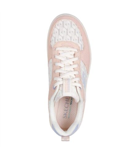 Baskets Sport Court Femme Blanc Cassé Rose Skechers