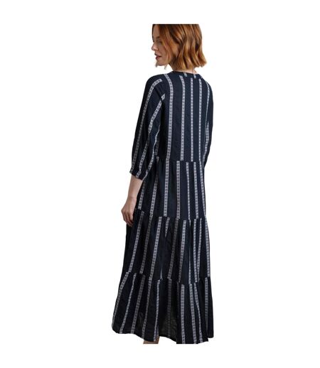 Womens/ladies emmy striped woven maxi dress navy Weird Fish