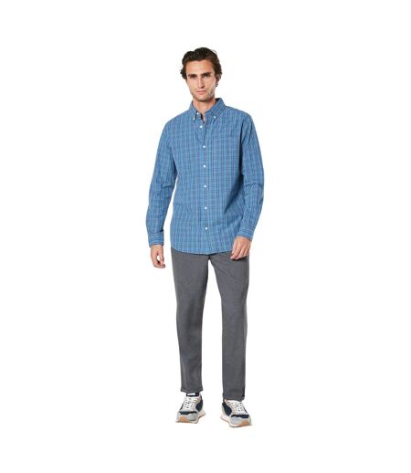 Mens berg check long-sleeved shirt blue Maine