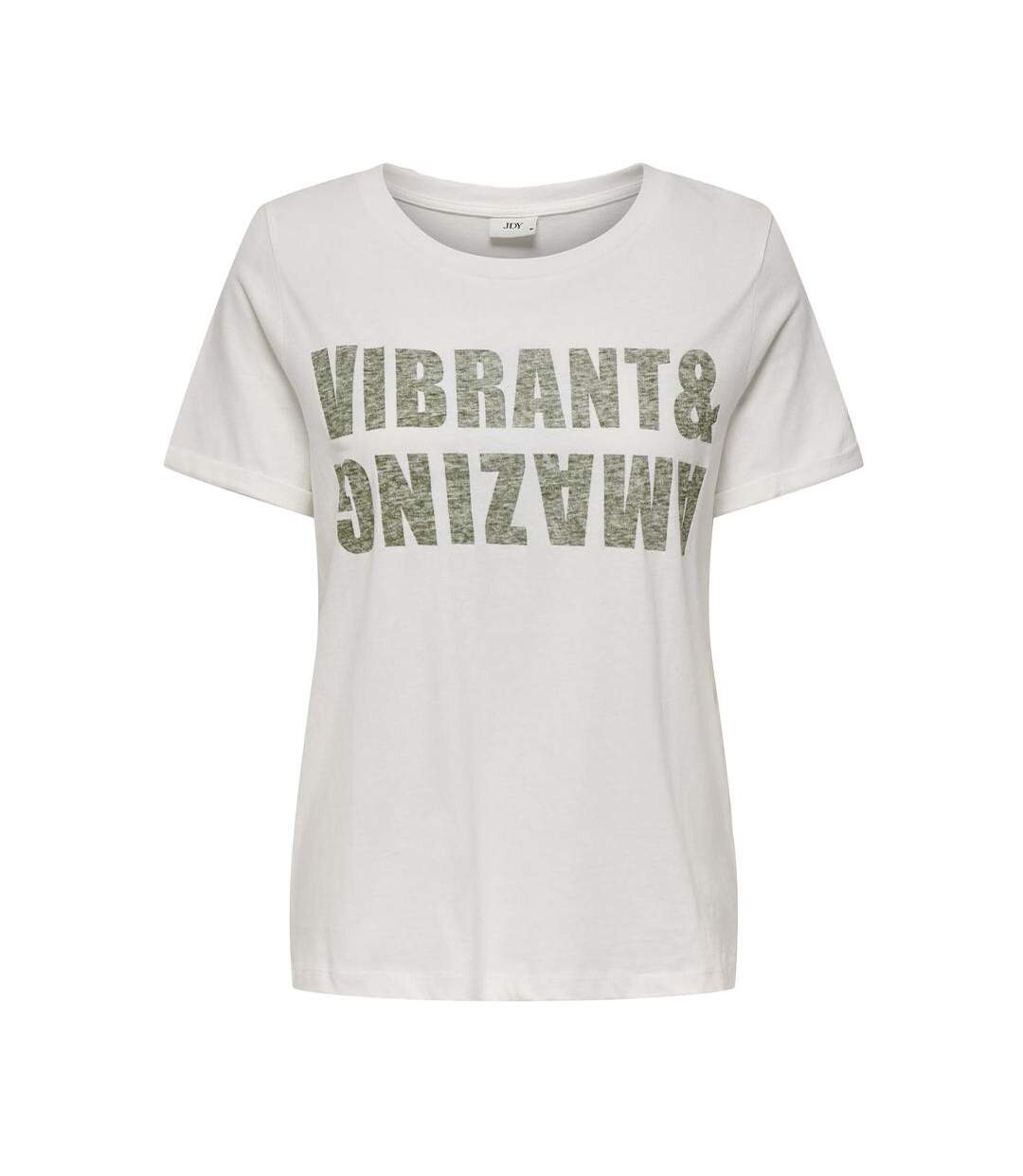 T-shirt blanc/gris femme jdy kitty-1
