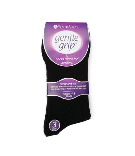 6 Pk Ladies Gentle Grip Non Elastic Socks 4-8
