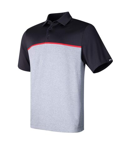Under Armour Mens Playoff 3.0 Stripe Polo Shirt (Black/Red/Black)