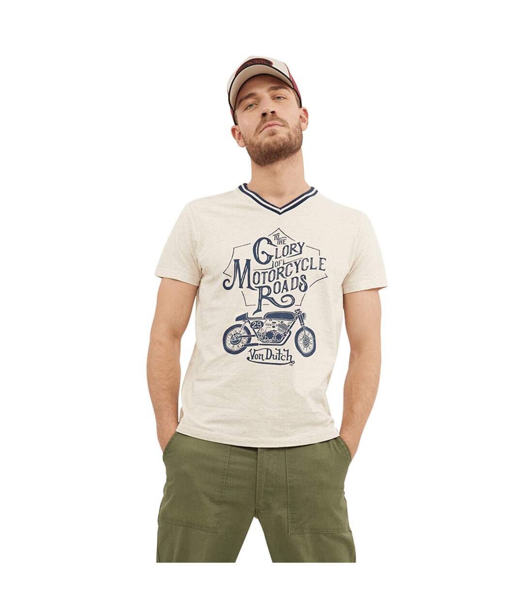 T-shirt col en V homme en coton Glory Vondutch