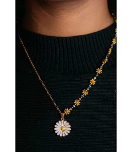 Half Turquoise Flower Charms Choker Summer Indie Boho Daisy Floral Necklace