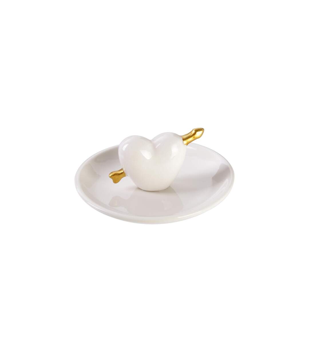 Porte Bijoux en Céramique Cœur 10cm Blanc-2