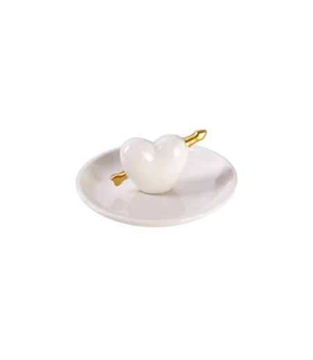 Porte Bijoux en Céramique Cœur 10cm Blanc