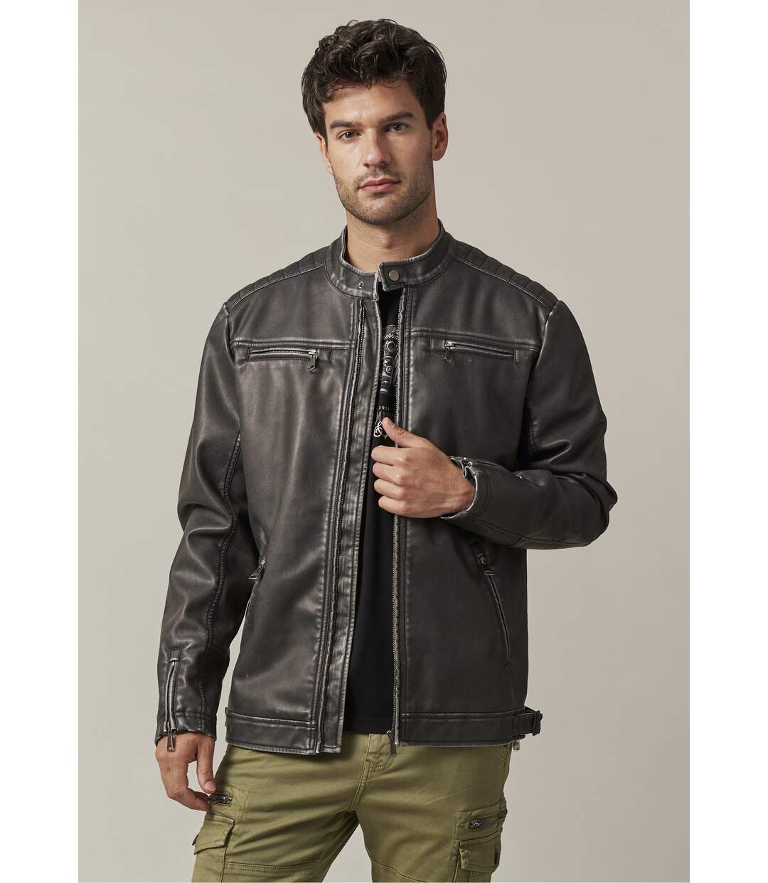 Veste rock en similicuir pour homme CONDOR