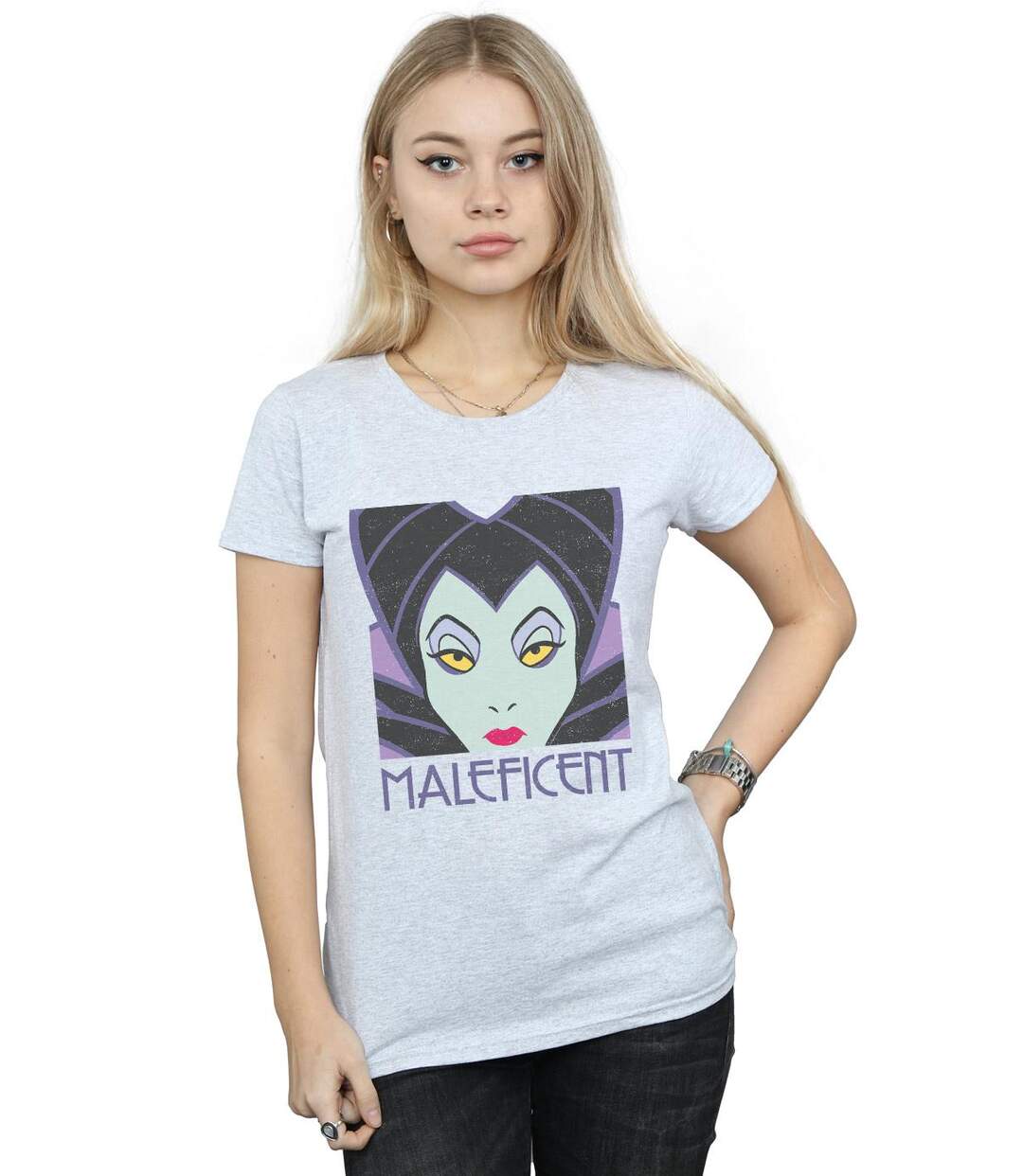 Disney - T-shirt MALEFICENT CROPPED HEAD - Femme (Gris chiné) - UTBI14744-2