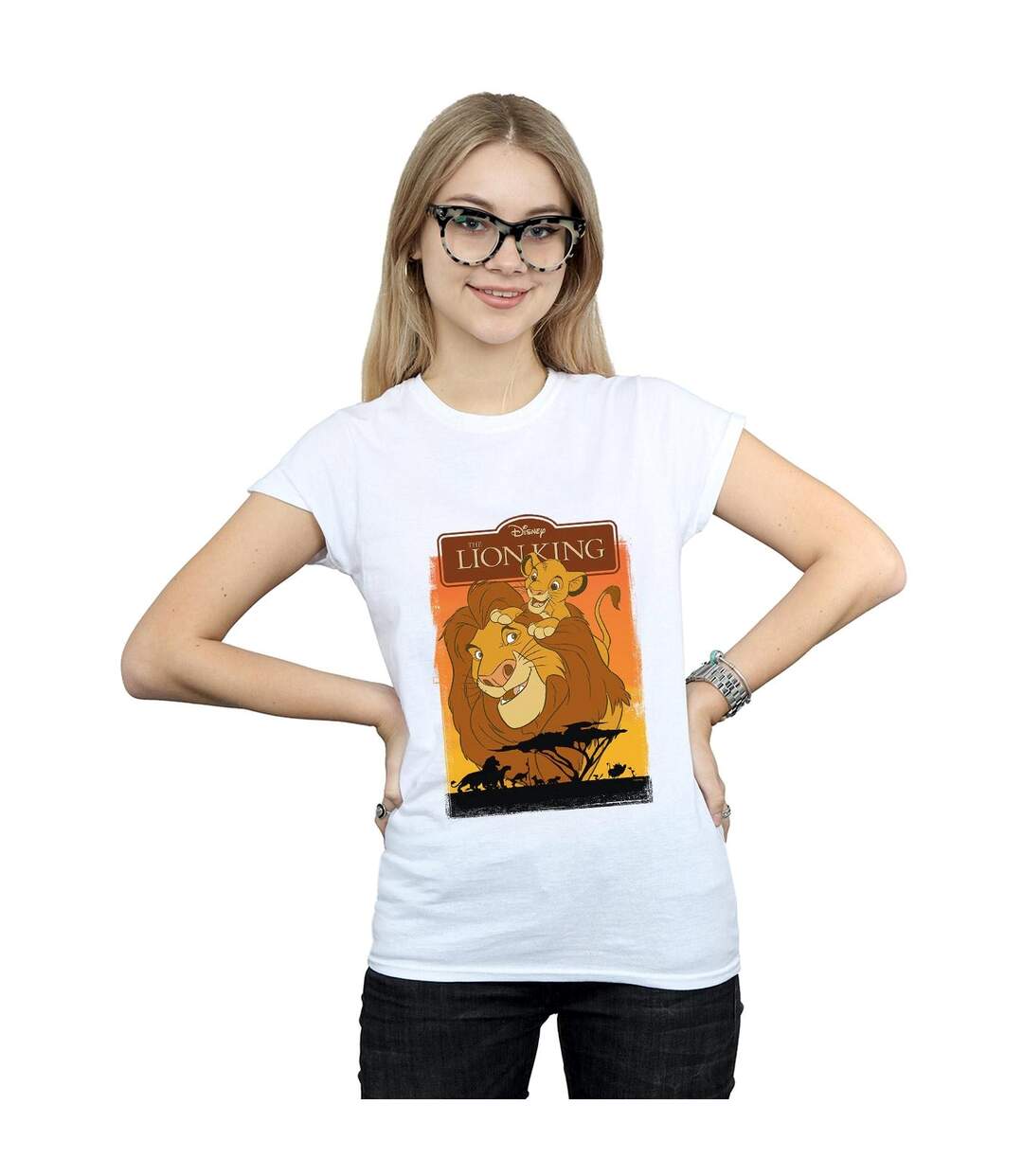 Disney T-shirt en coton Femmes/Ladies Le Roi Lion Simba et Mufasa (Blanc) - UTBI25006-2