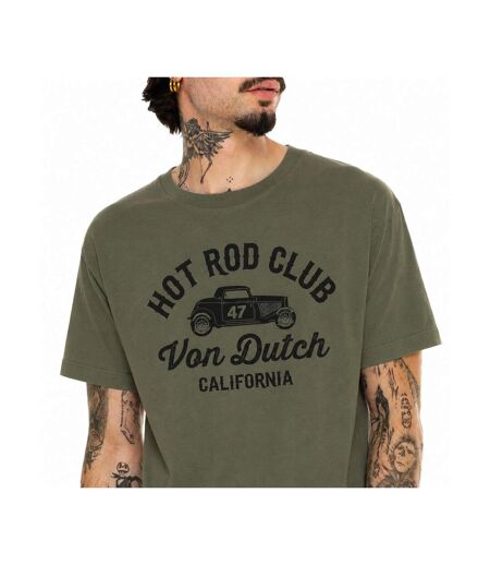 T-shirt col rond en coton homme avec Logo Log9 Kaki Vondutch