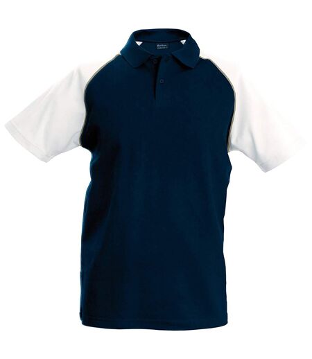 Polo de baseball à manches courtes homme bleu marine/gris clair/blanc Kariban