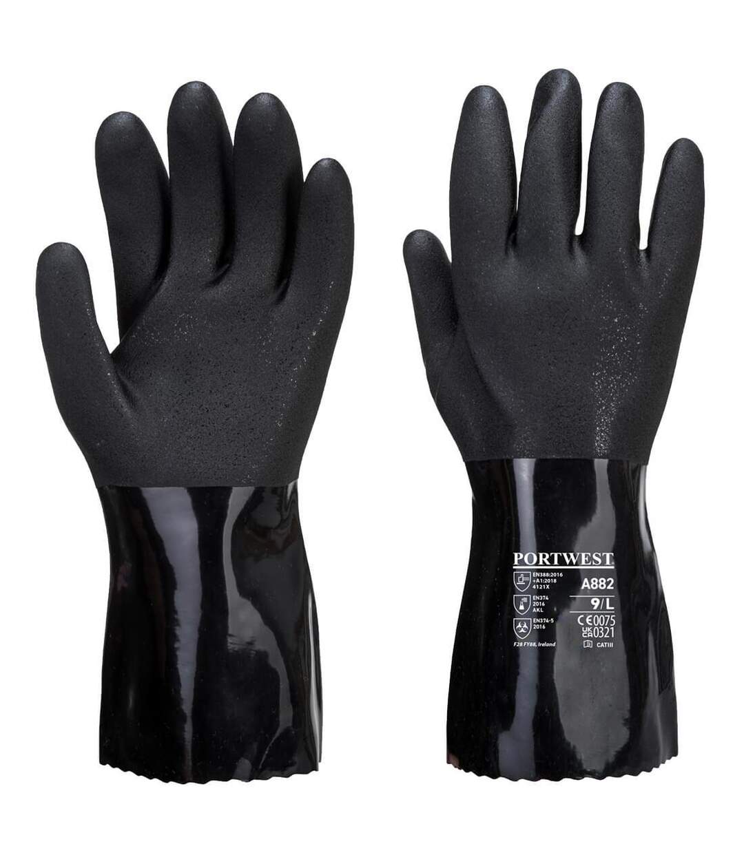 Unisex adult a882 pvc chemical gauntlet m black Portwest-1