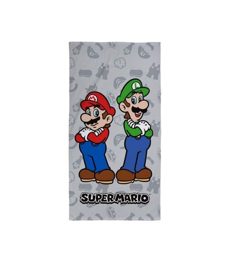 Nintendo Mario & Luigi Cotton Beach Towel (Gray/Multicolored)