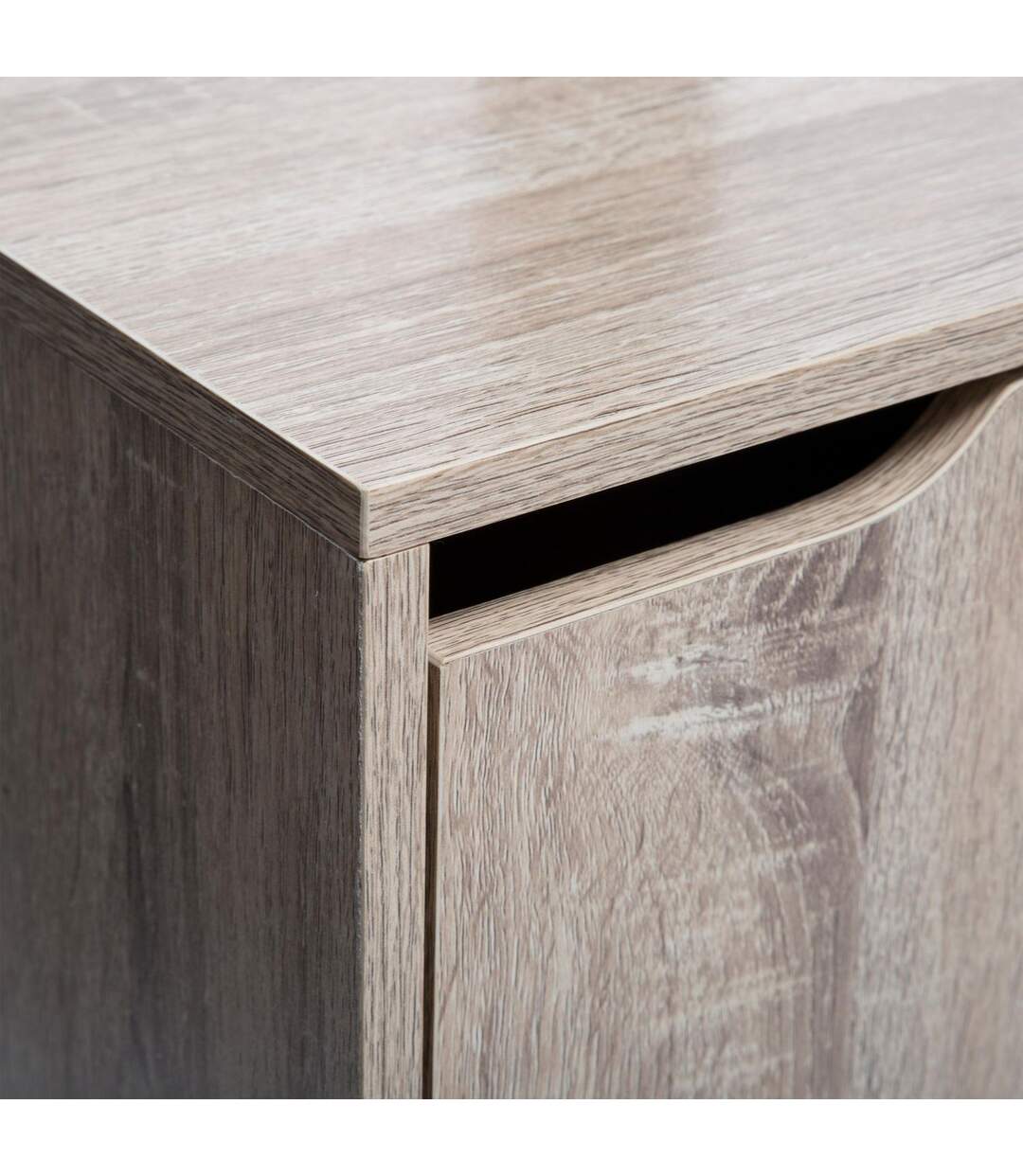 Table de chevet Mix'n modul avec 1 porte effet bois naturel - Beige-3