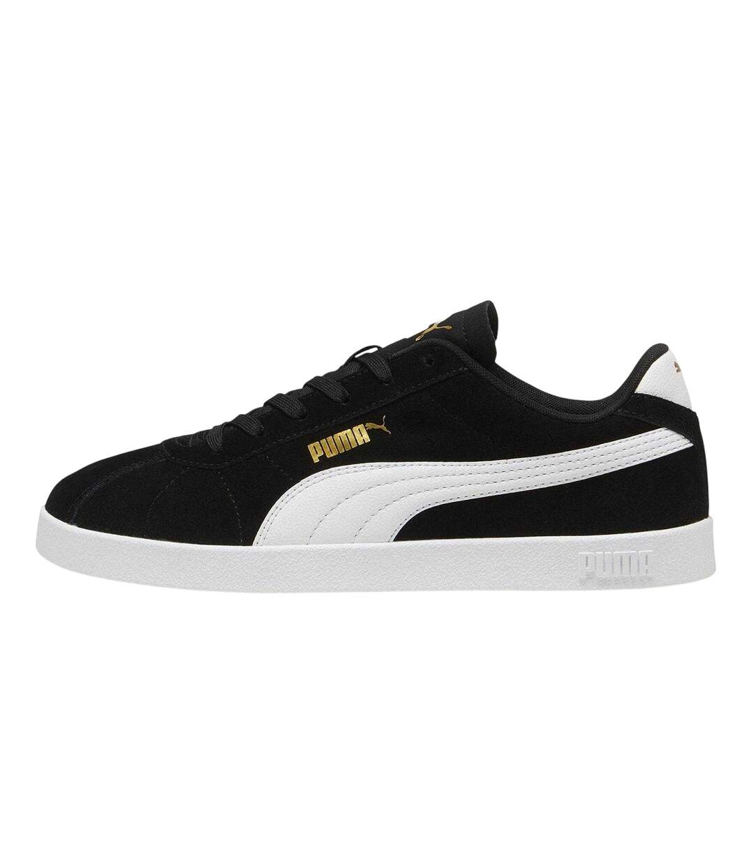Mens Club Ii Suede Flat Trainers Black White Puma-2