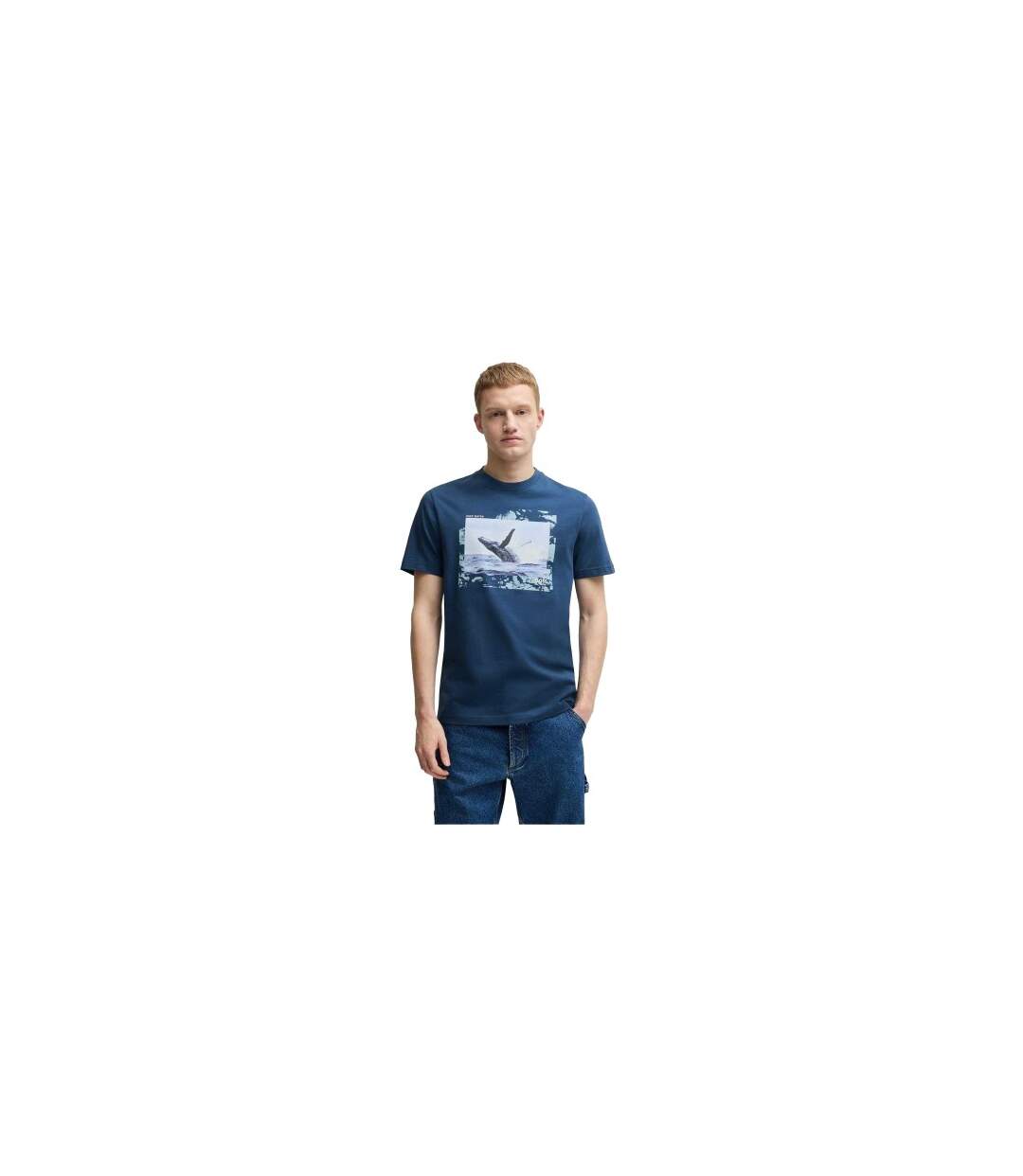T-shirt Motif/style Baleine Homme Bleu Marine Boss-1