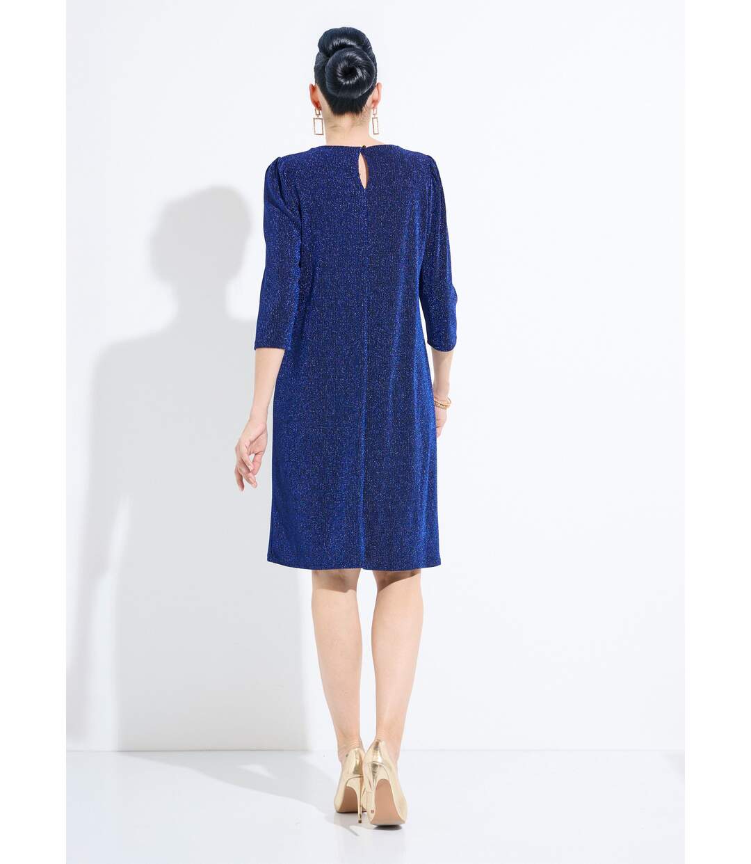 Robe droite courte maille brillante métallisée-2