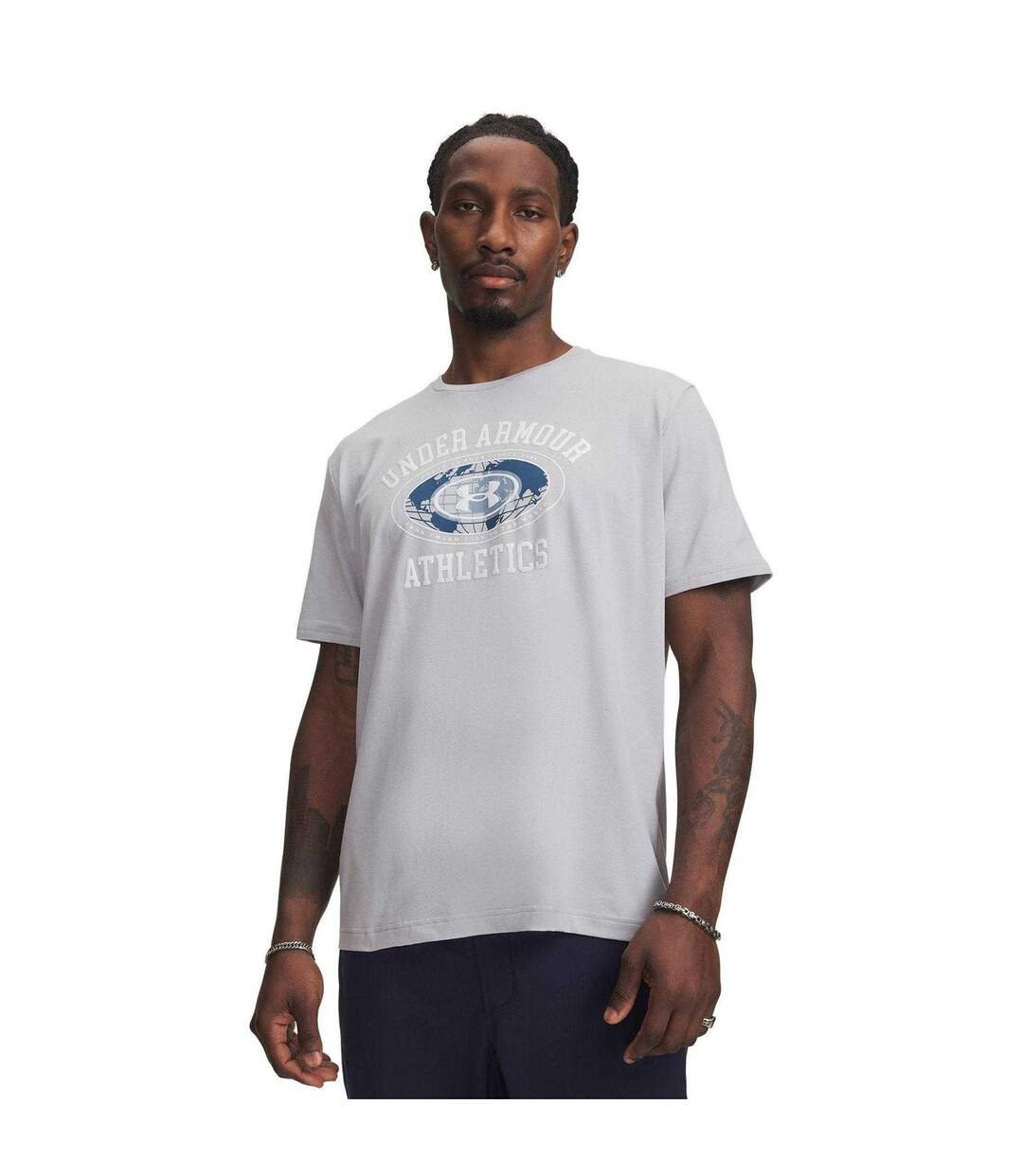 T-shirt Sport Motif/style Logo Homme Gris Blanc Under Armour-1