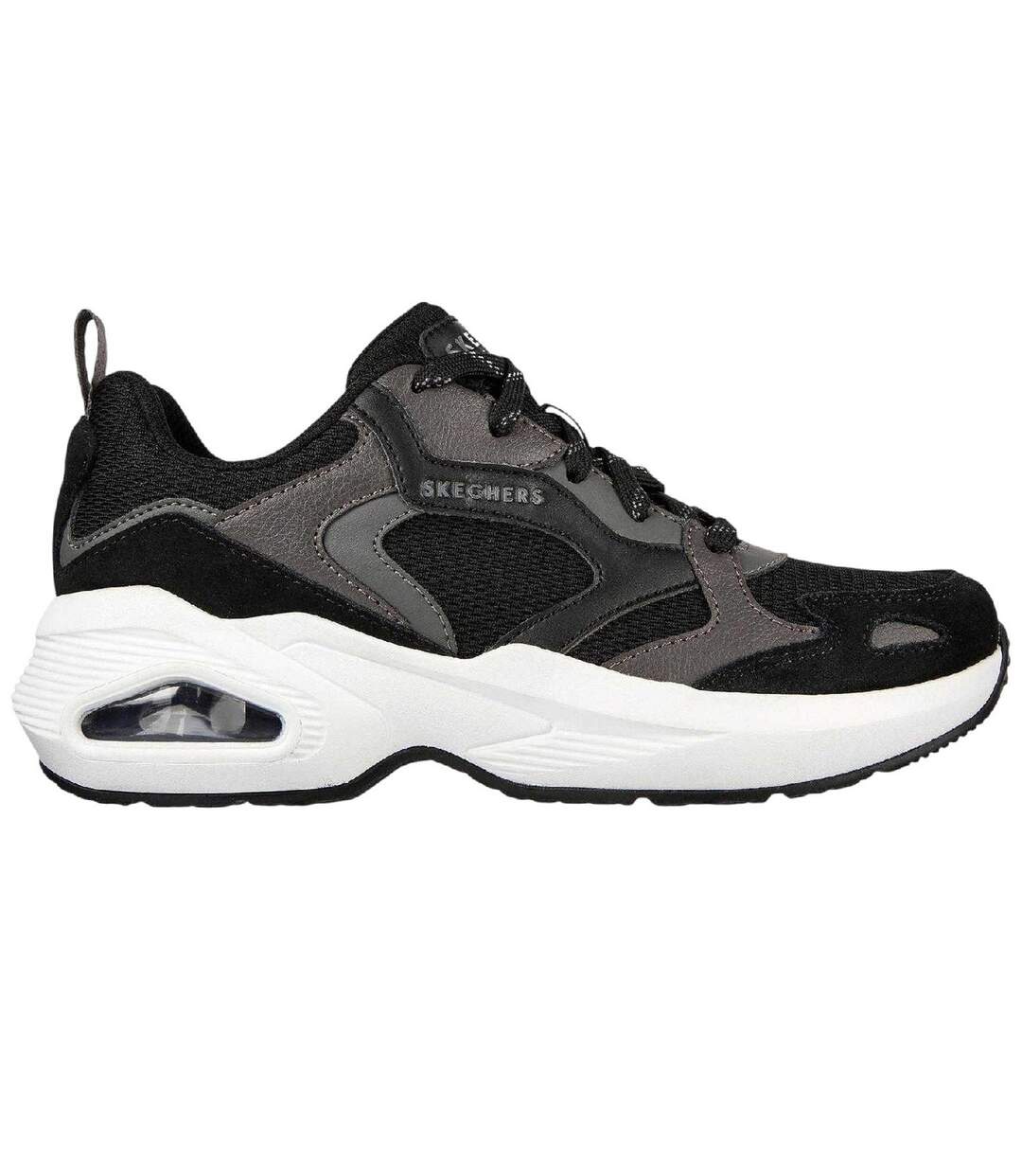 Womens/ladies Uno Suede Trainers Black Skechers-3