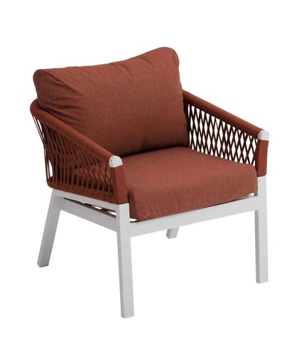 Fauteuil de jardin en aluminium Oriengo - Brique et Blanc