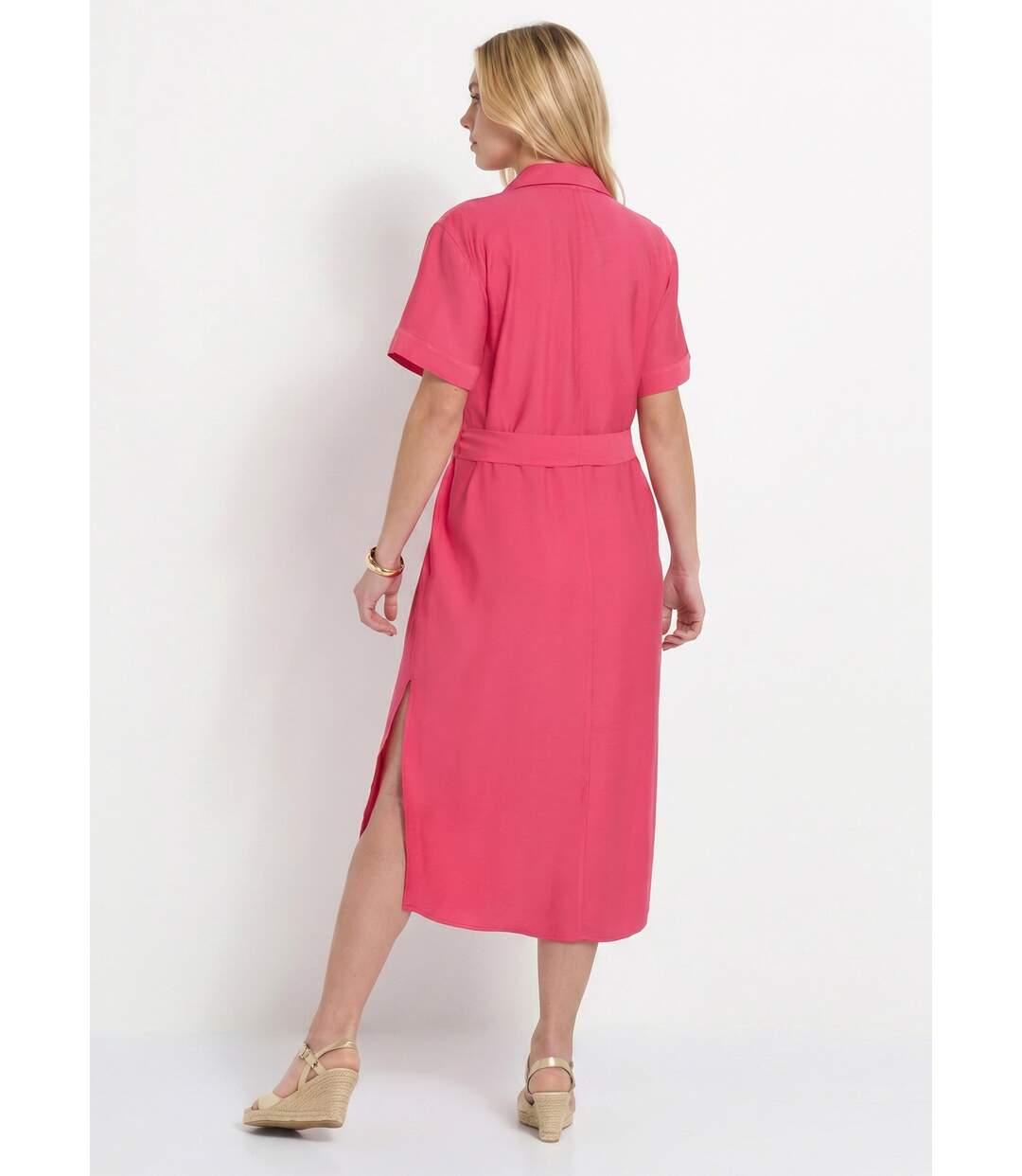 Robe chemisier longue manches courtes-2