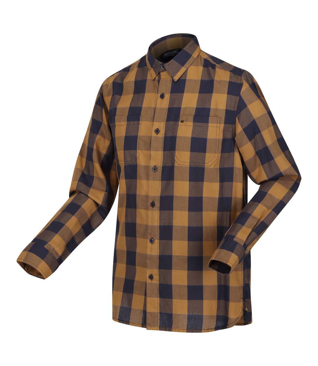 Mens Lance Checked Shirt Navy Umber Regatta-3