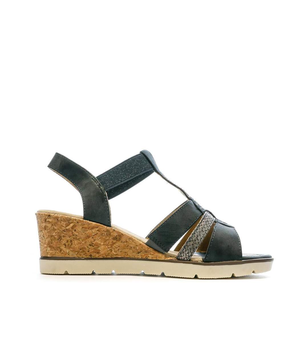 Sandales compensées bleu femme relife jinkat-2