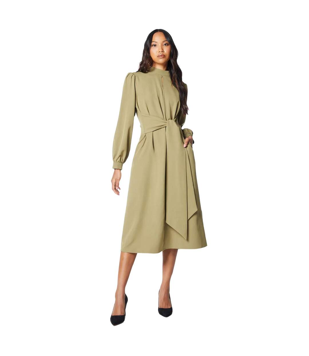 Robe mi-longue valerie femme olive Principles-1