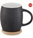 Pack of 2  Hearth ceramic mug with wood lid/coaster  10.4 x 7.5 cm solid black/white Avenue-1
