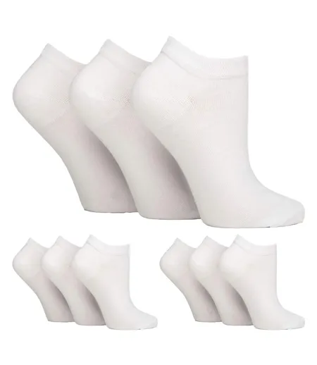 Paquet de 9 chaussettes en coton à la cheville en nid d'abeille pour femme