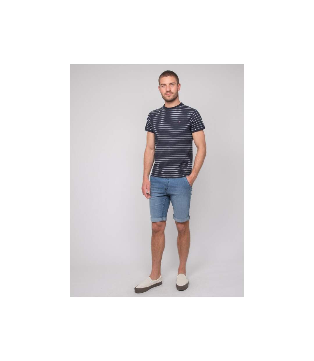 T-shirt coton fines rayures marinière NANOROUL-4