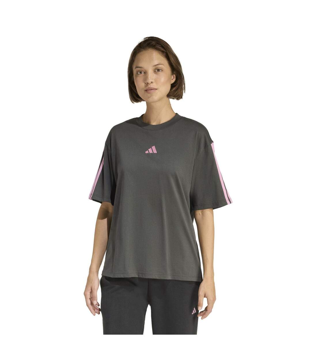 Womens/ladies Essentials 3 Stripes T-shirt Pink Adidas-2
