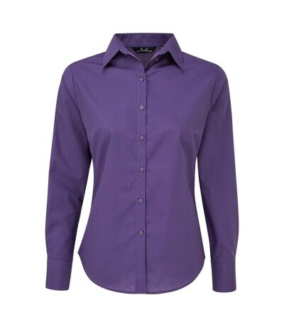 Womens/ladies Long-sleeved Shirt Purple Premier