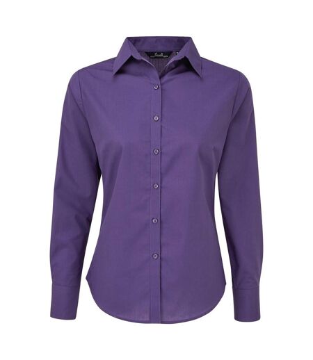 Womens/ladies Long-sleeved Shirt Purple Premier