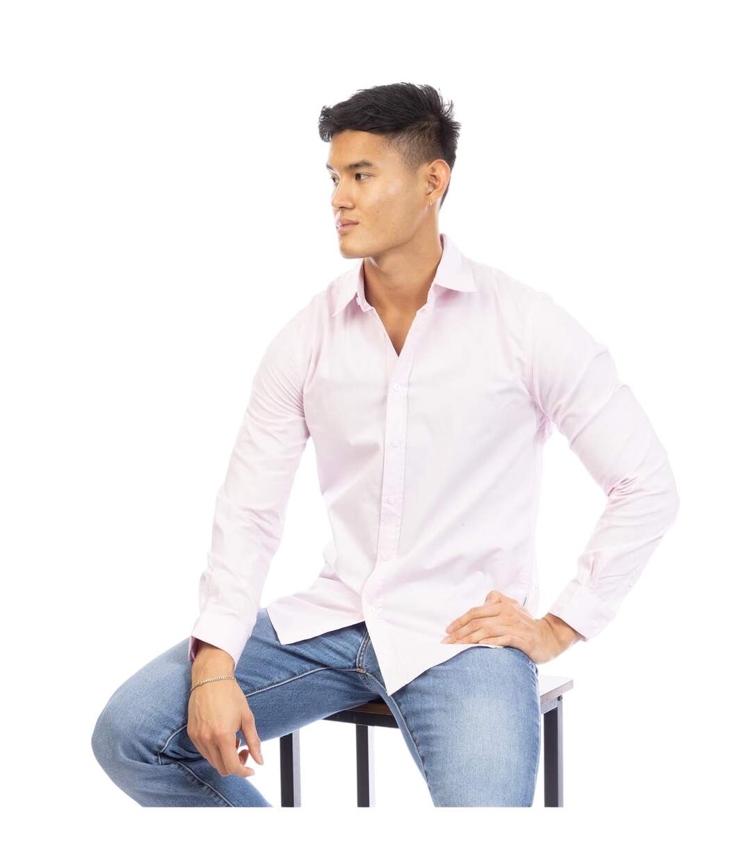 Mens Regular Long-sleeved Shirt Pink Peter Werth-1