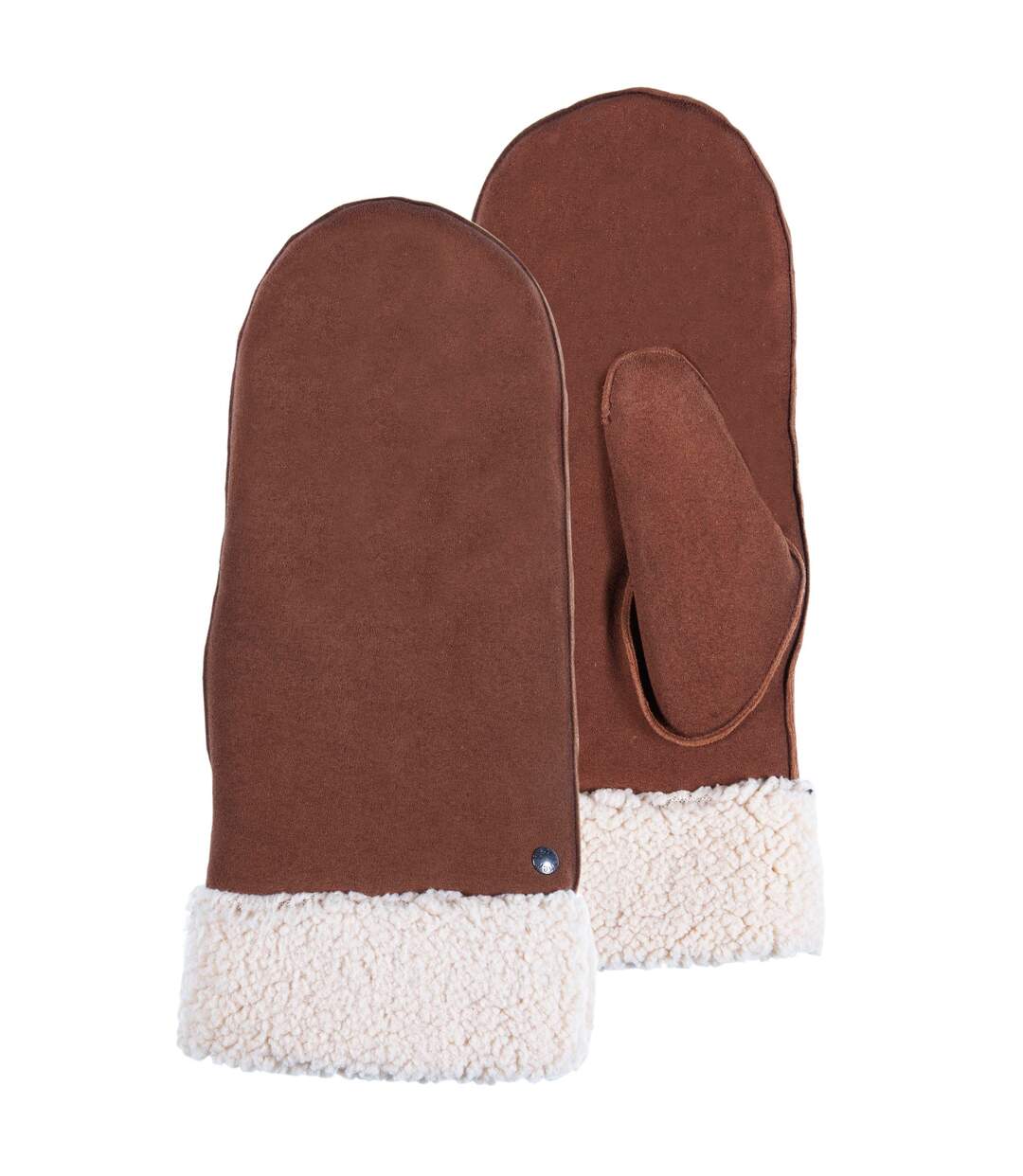 Isotoner Gants femme en cuir de chèvre velours, doublés imitation fourrure-1