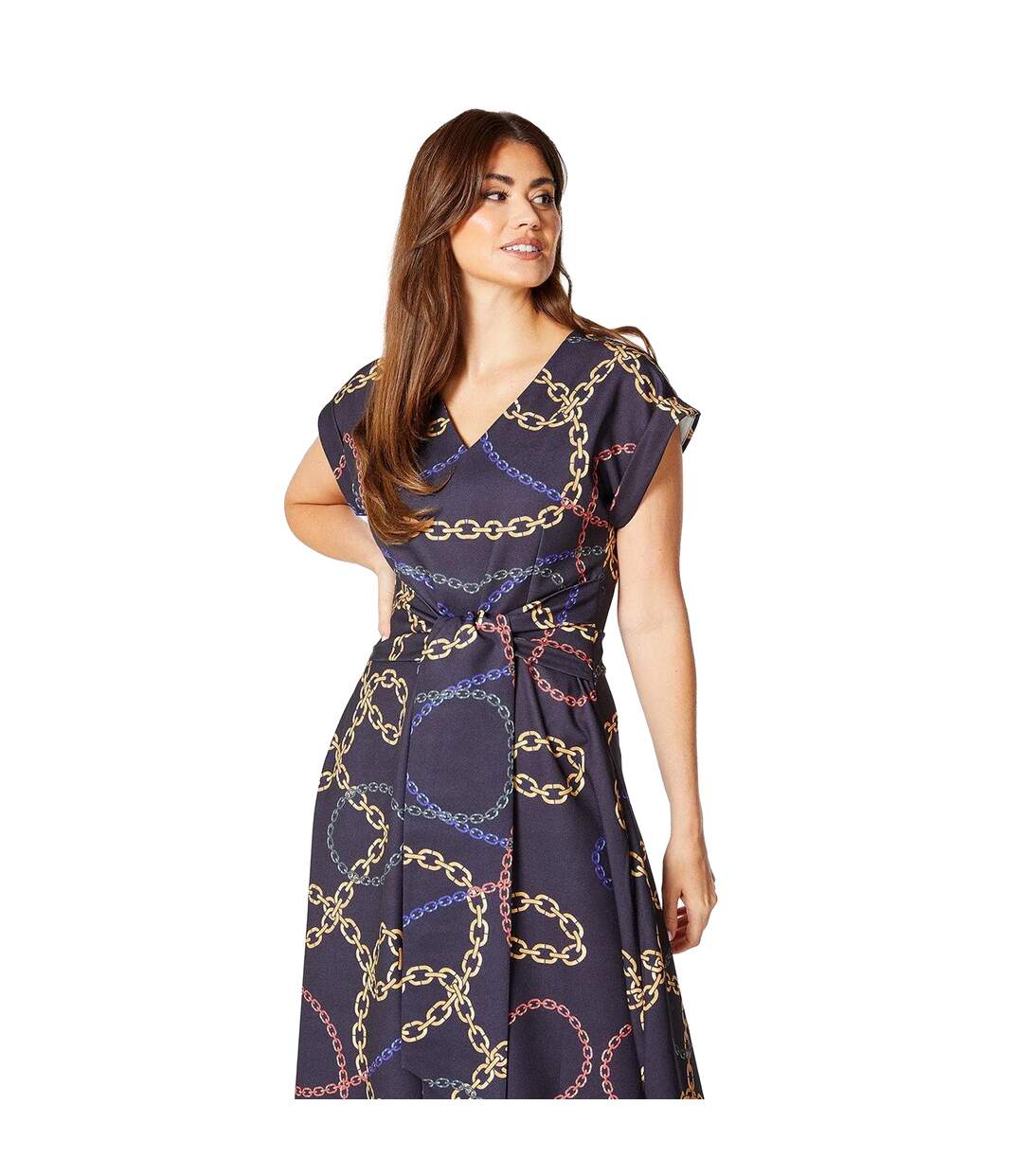 Robe mi-longue femme bleu marine Principles-3