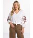 T-shirt long brodé manches 3/4-1