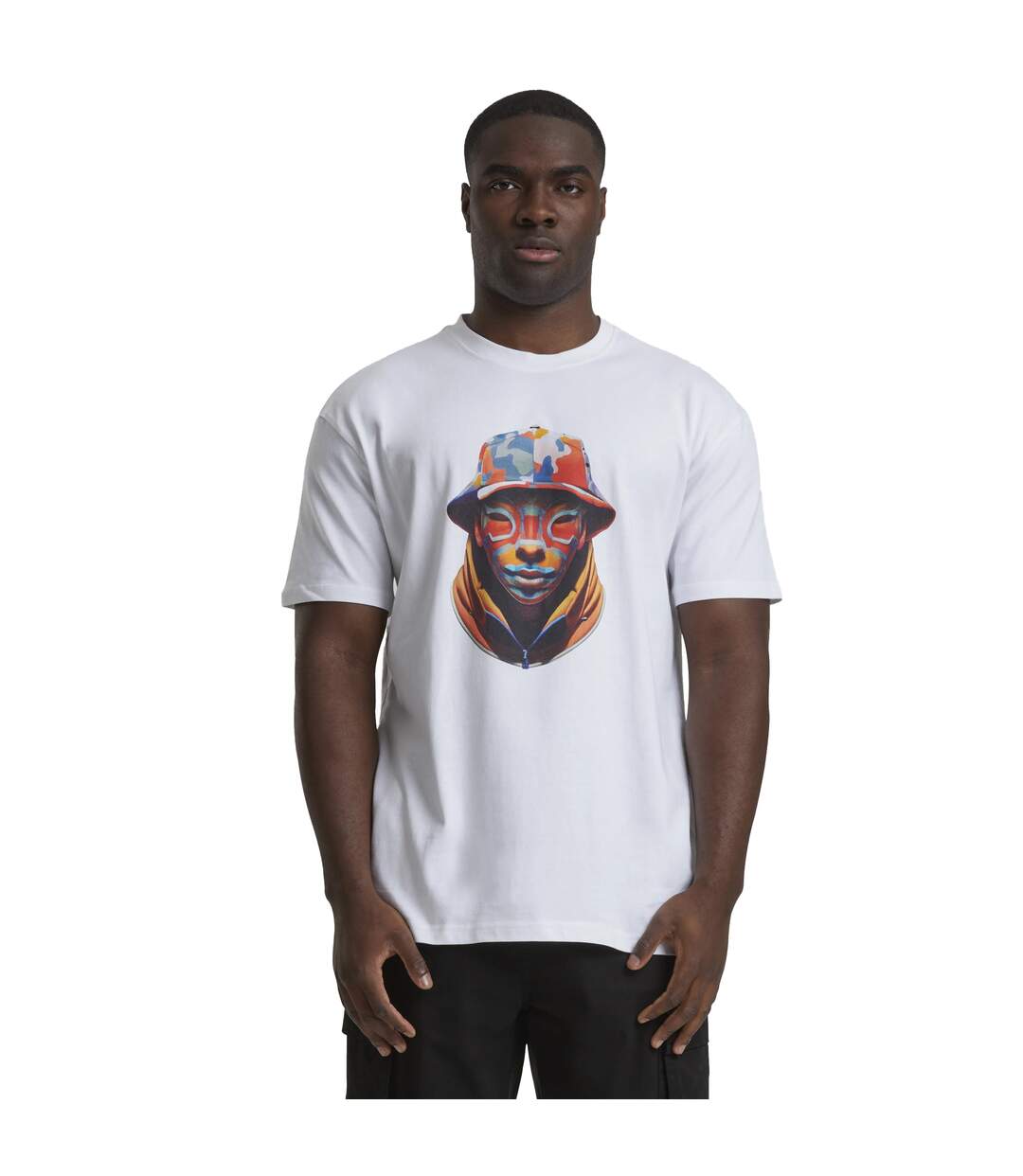 Mens Camouflage Heavyweight Oversized T-shirt Blanc Forgotten Faces-4