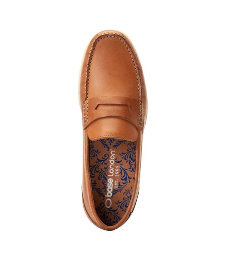 Mens Marlin Leather Penny Loafers Burnt Tan Base London