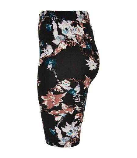 Womens/ladies Soft Flowers Cycling Shorts Black Urban Classics