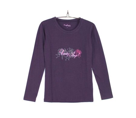 MAYFLOWER SH1060 – Tee-shirt manches longues violet col rond sérigraphié pour un style audacieux