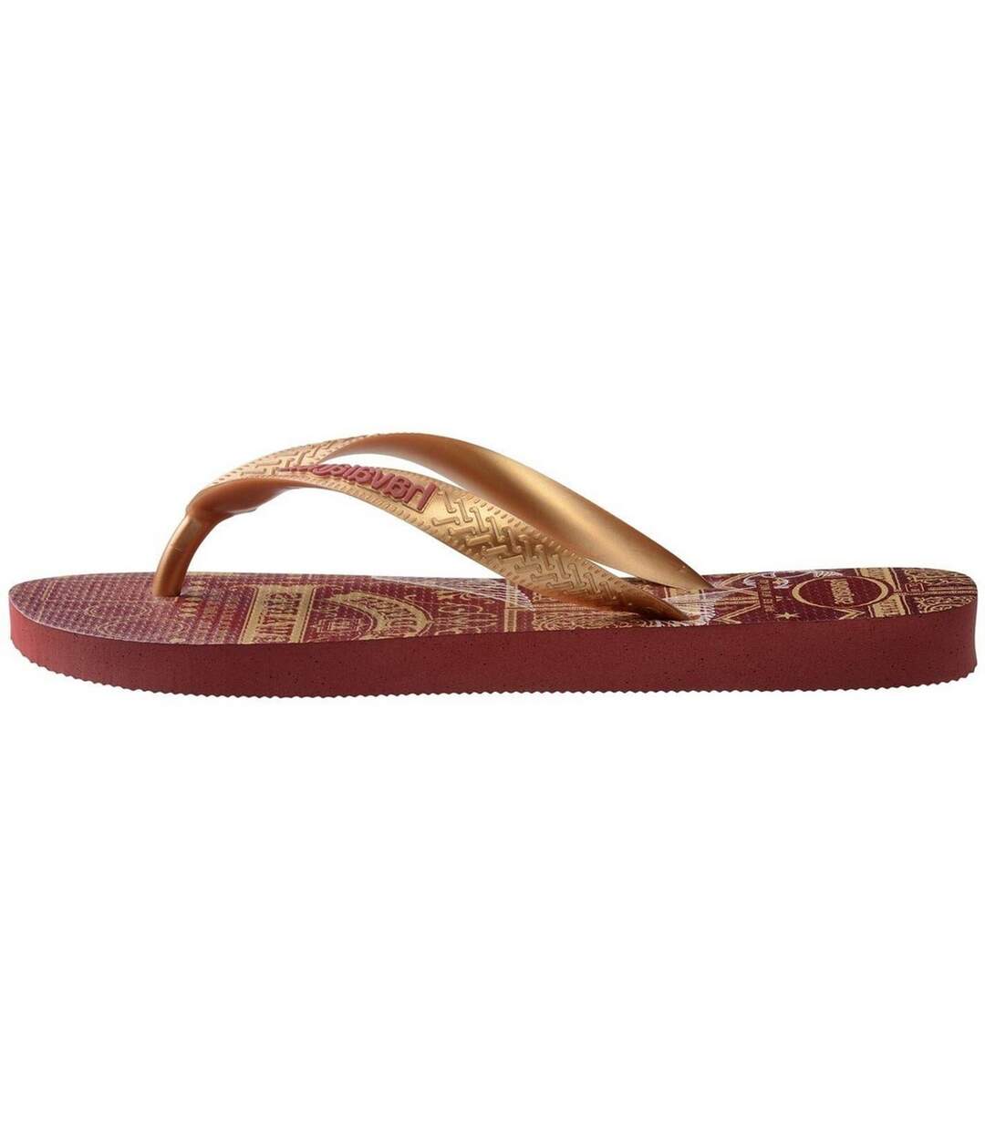 Mens Hogwarts Graphic Print Flip Flops Mahogany Harry Potter-2