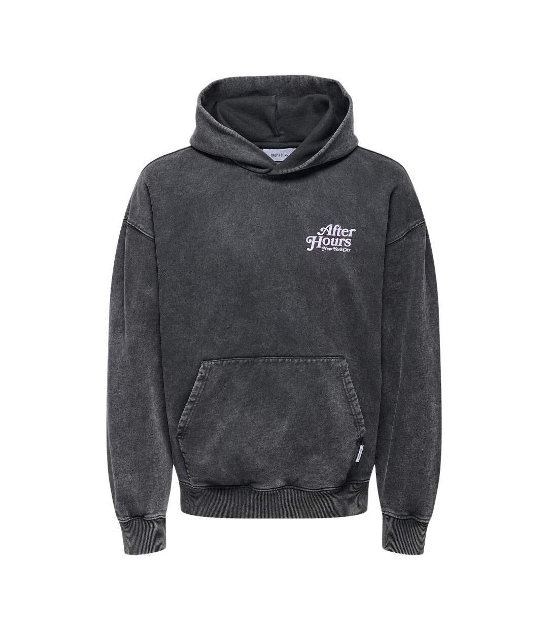 Sweat à capuche gris chiné homme only & sons buck - l-1