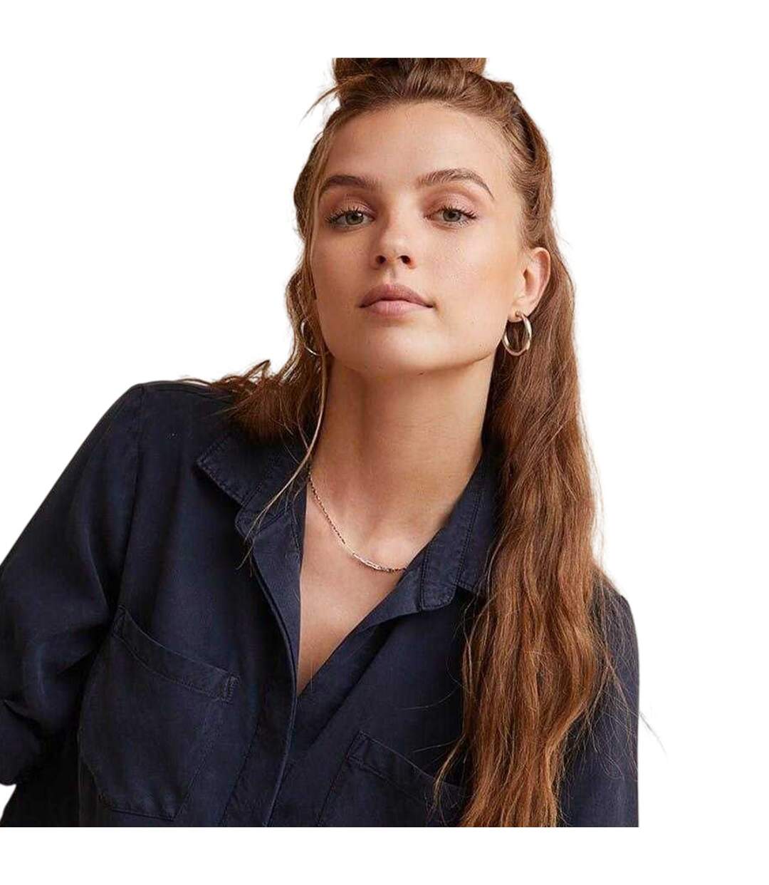 Womens/ladies Back Slit Relaxed Fit 3/4 Sleeve Shirt Deep Sea Bella Dahl-3