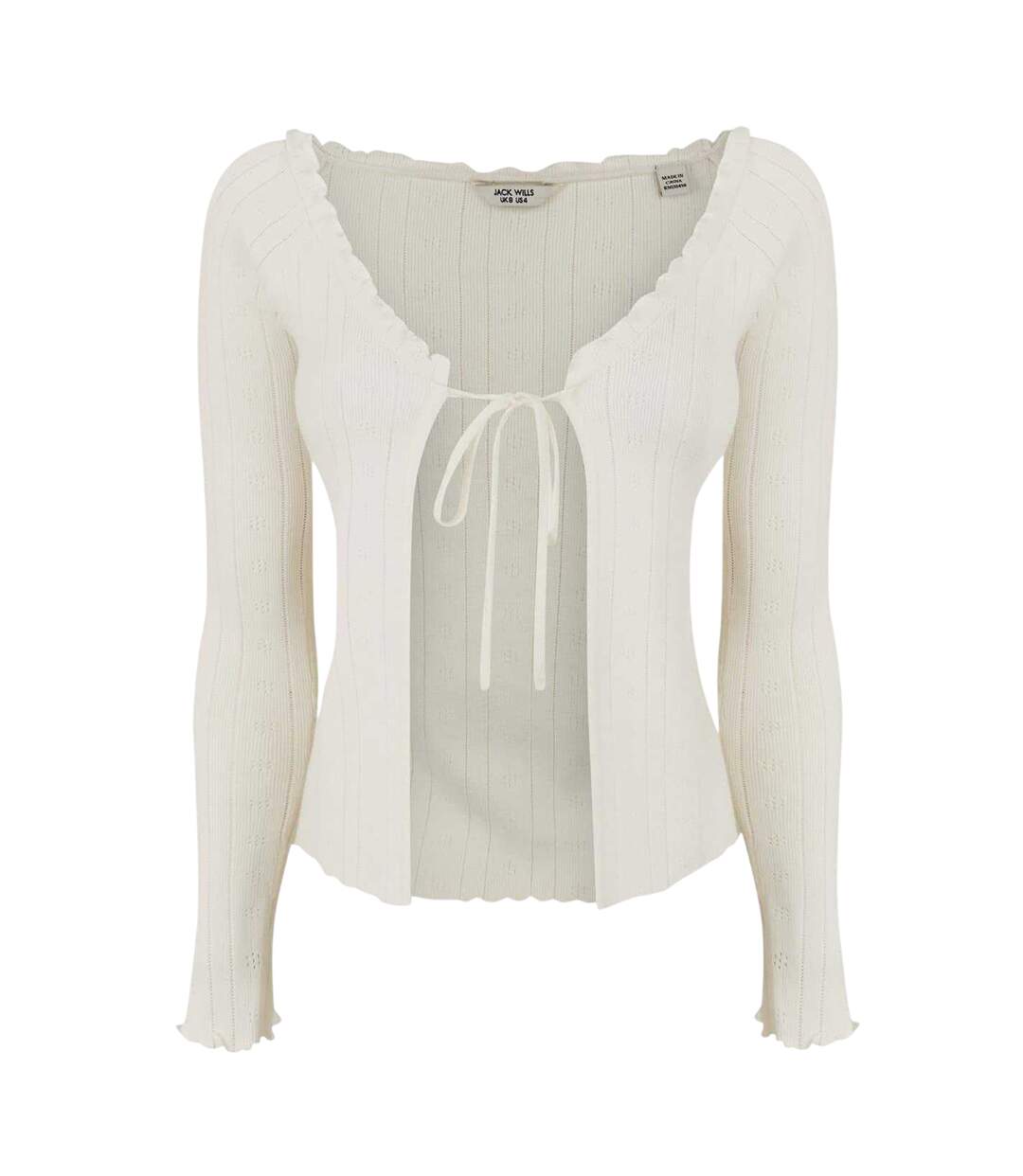Womens/ladies Viscose Open Front Long-sleeved Cardigan Vintage White Jack Wills-2