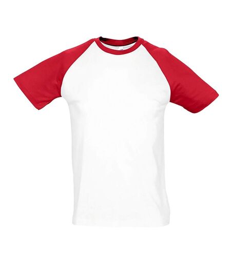 T-shirt bicolore pour homme - 11190 - blanc et rouge