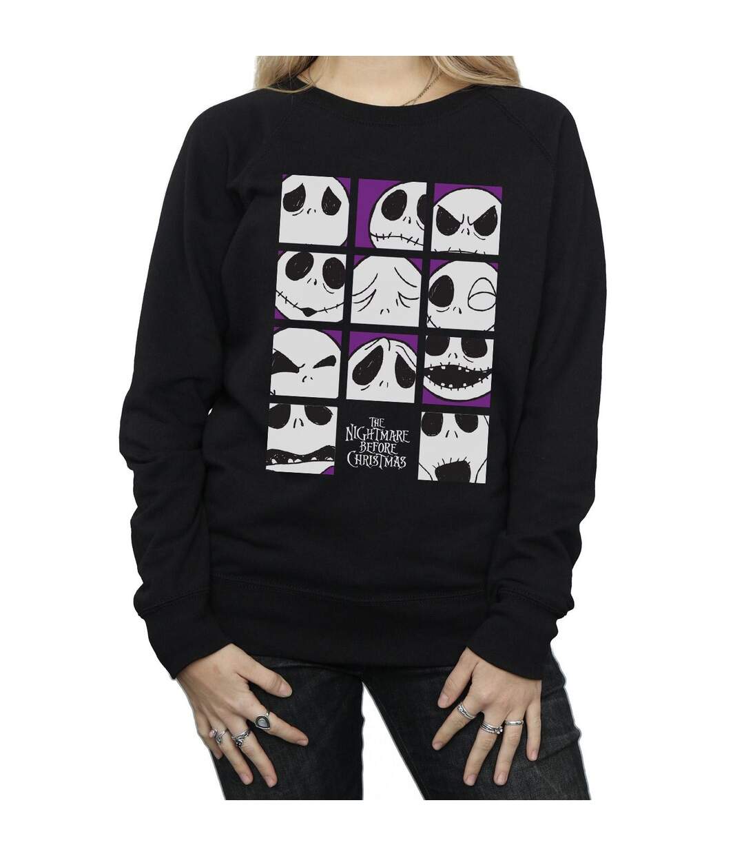 Disney Sweatshirt Square Nightmare Before Christmas Many Faces Of Jack Femme/Ladies (Noir) - UTBI31684-3