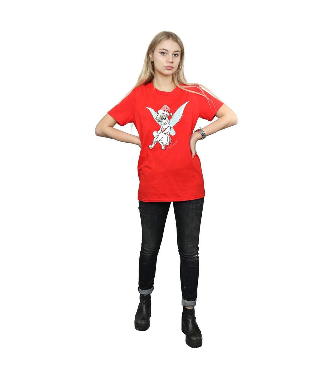 Disney Femme/Les femmes Fée Clochette Christmas Fairy Coton Boyfriend T-Shirt (Rouge) - UTBI46450-4