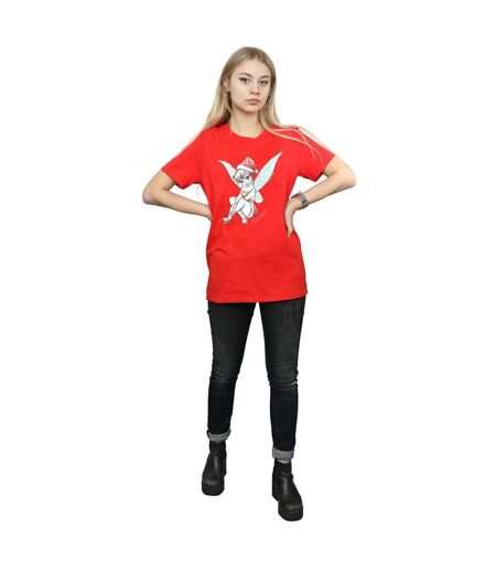 Disney Femme/Les femmes Fée Clochette Christmas Fairy Coton Boyfriend T-Shirt (Rouge) - UTBI46450